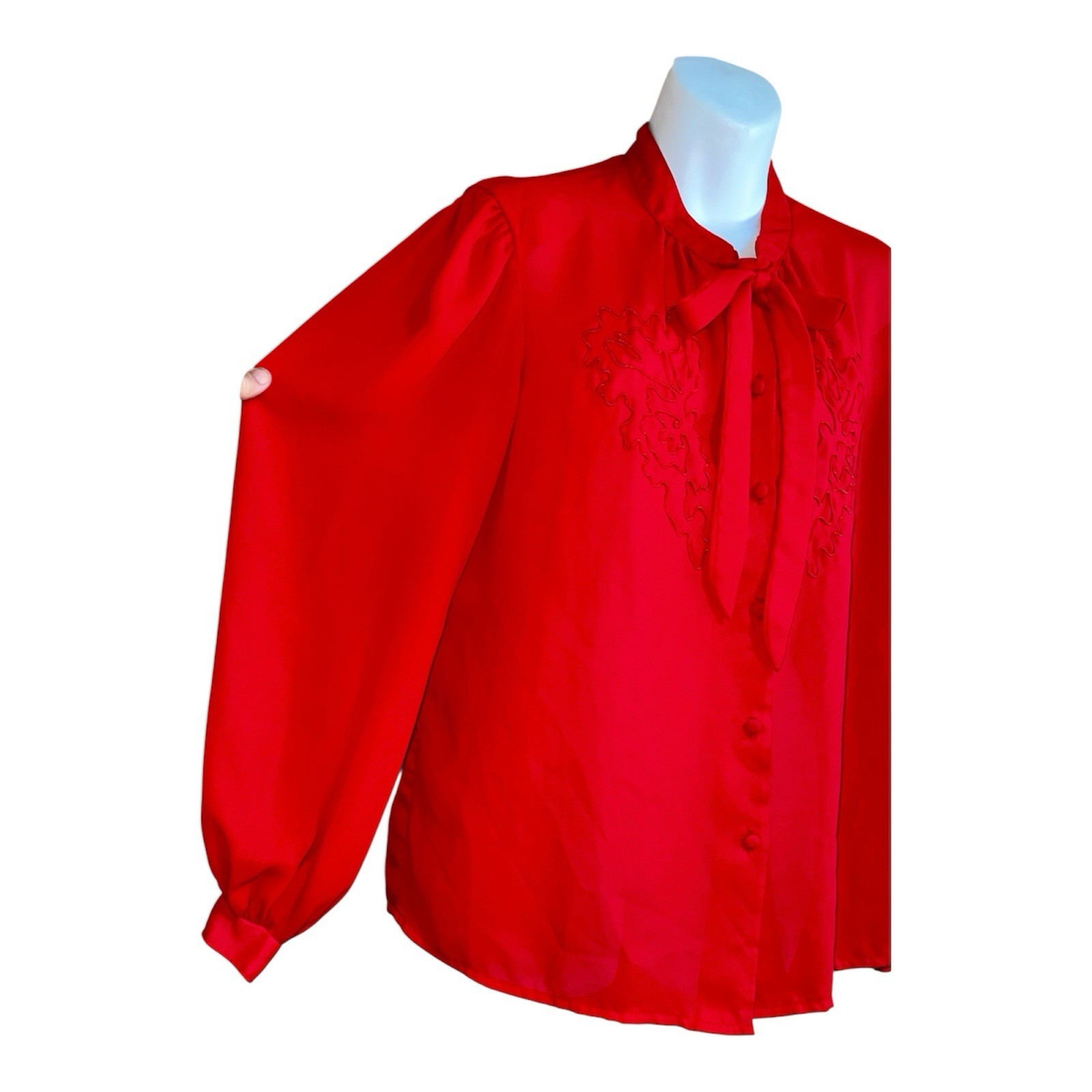 Vtg Red Christmas Perrie Lamonte California Kitten Y2K Bow Top Shirt Long Sleeve