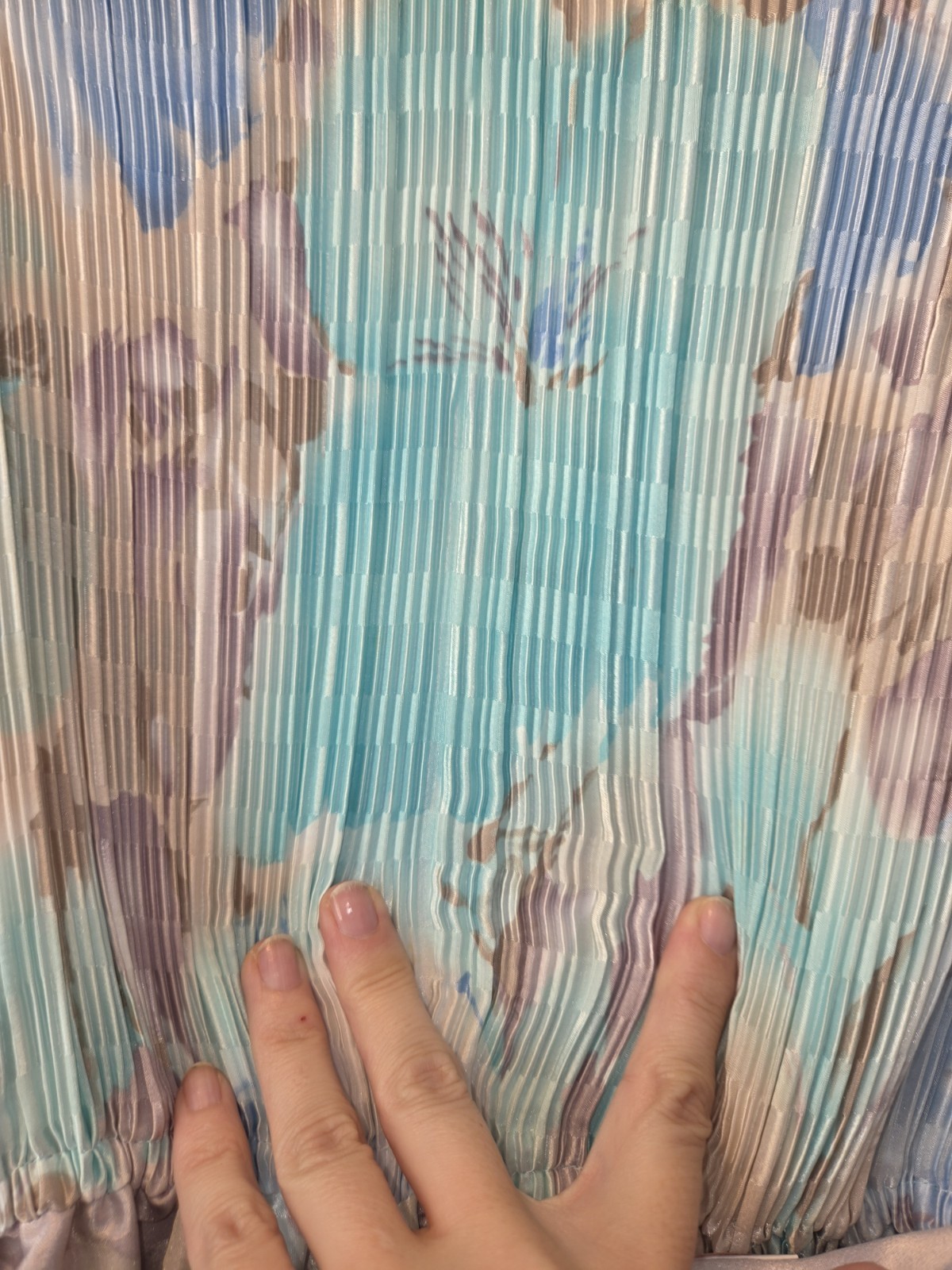 Vintage 80’s Marinette Watercolor Pastel Micro Pleat Midi Dress Secretary. 4