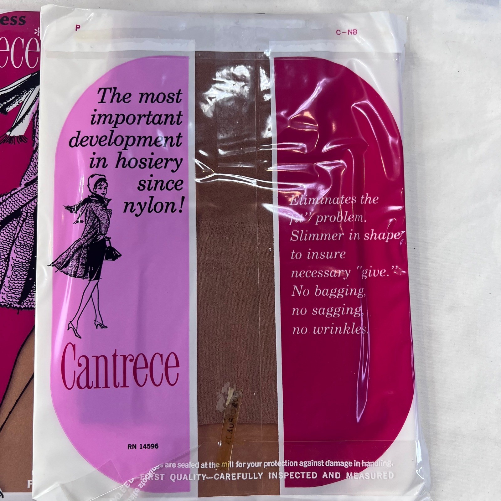 Vintage Cantrece Seamless Nylon Hosiery Lot 3 Pairs Beige Size B 9.5-10 DuPont