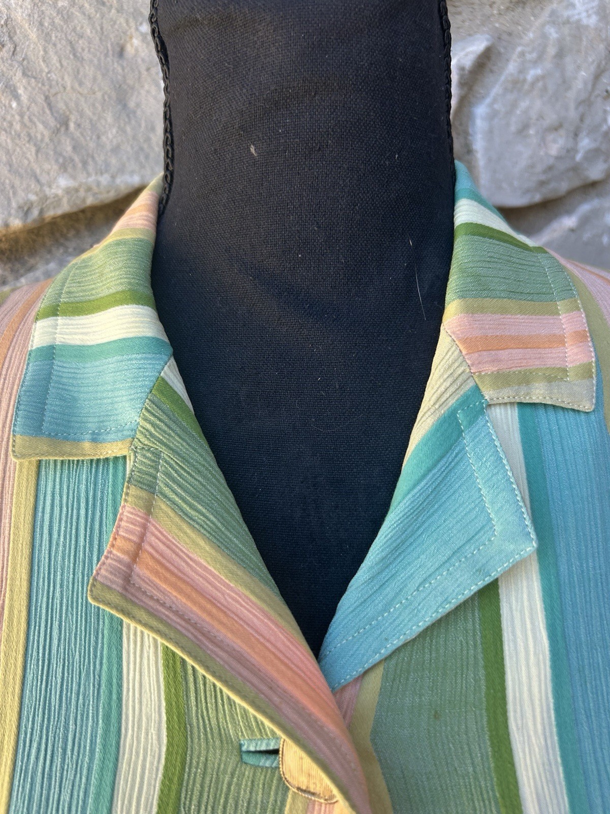 Vintage Silk Jacket by Takashimaya XXS XS Pink Green Multi Crinkle Fabric EC
