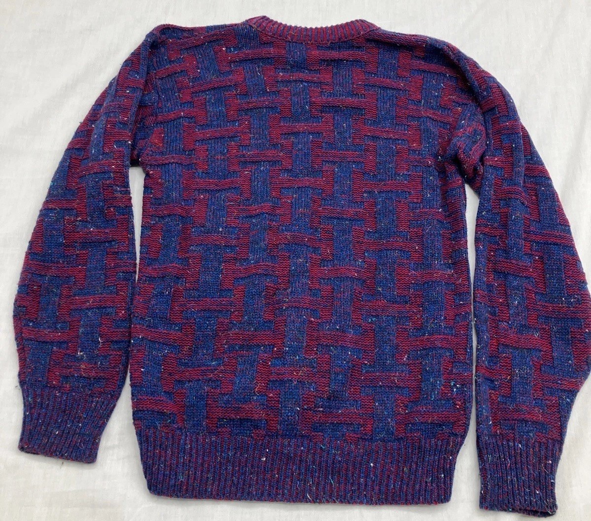 McGregor Bagpiper Vintage Size S 80s Fuschia Blue Interwoven Knit Made USA