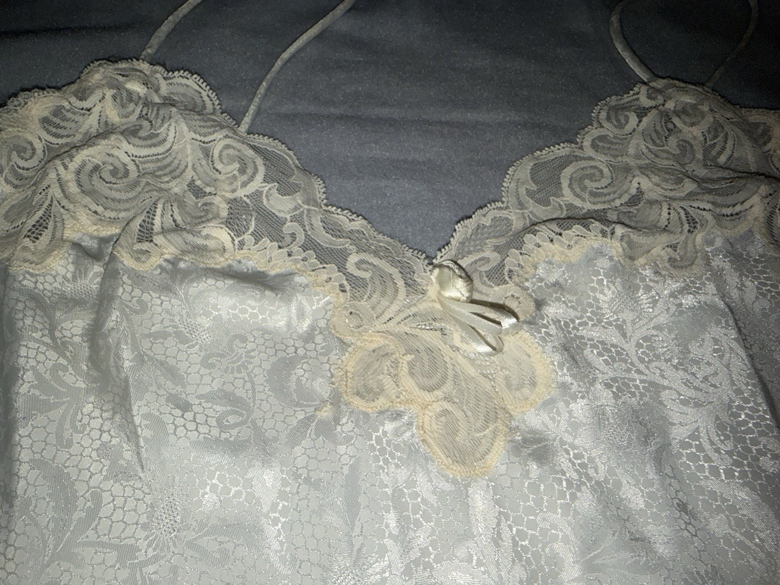 VTG Christian Dior Lingerie White Lace Bow Romantic Teddy Honeymoon Sexy