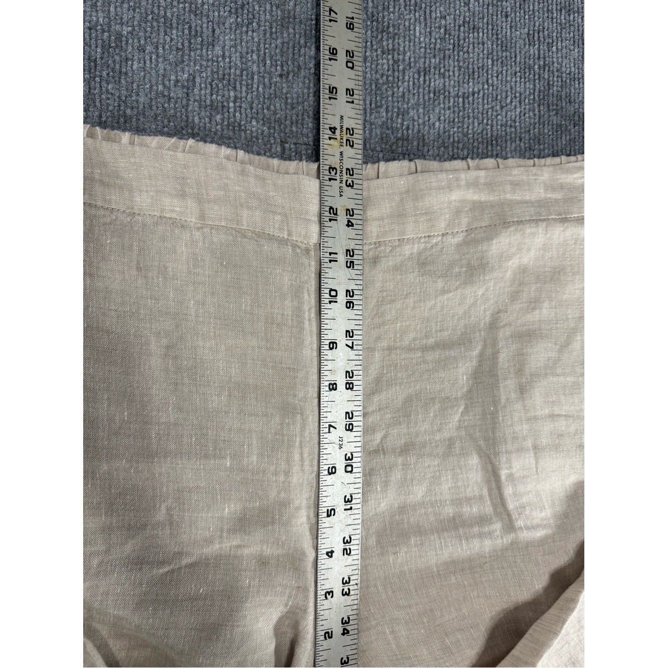 Chico’s 100% Linen Cropped Pants Coastal Grandmother Tan 2.5 XL Quiet Luxury