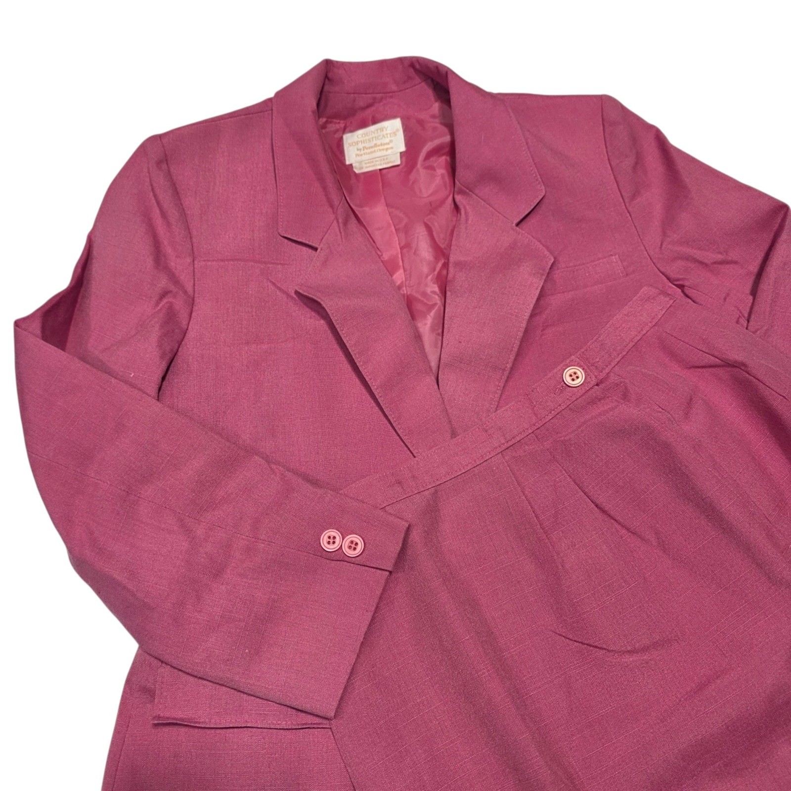 Country Sophisticates by Pendleton Skirt Suit Women 8 Pink Vintage Silk Blend