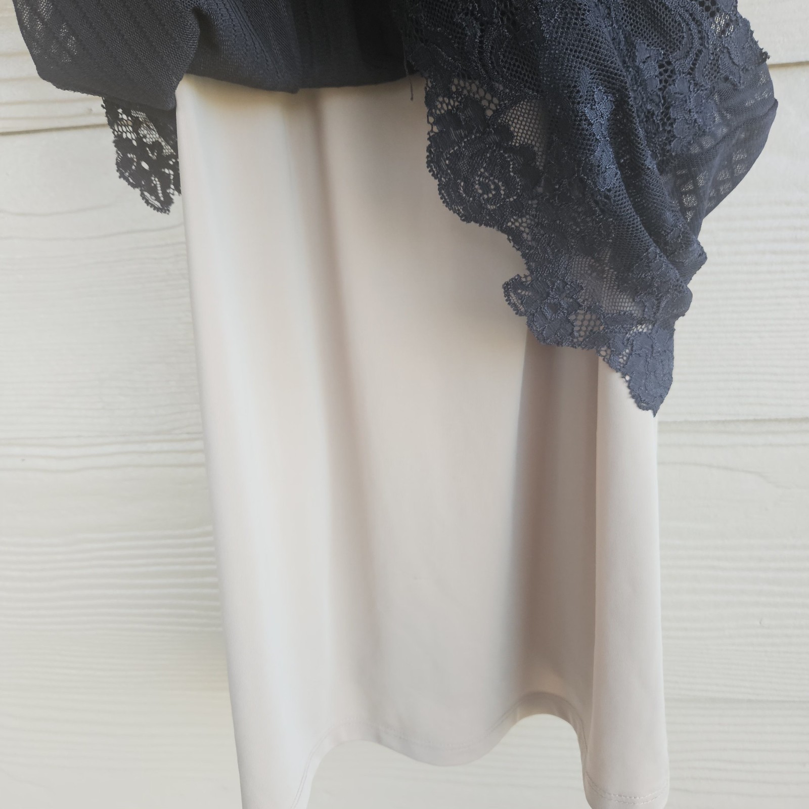 SOMA Pinstripe SLIP DRESS CHEMISE GOWN Stretch Sz S Short Lace Steampunk Nightie