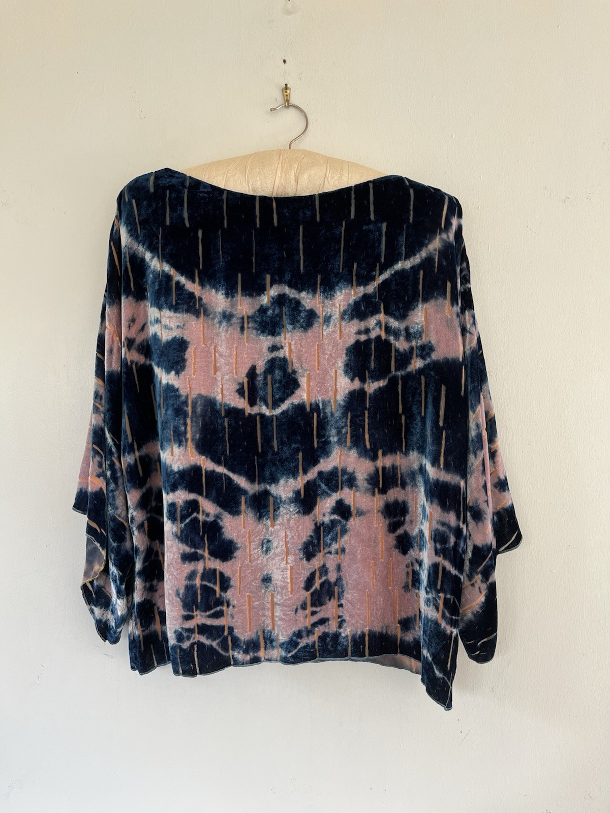 Vintage Holly Harp Shibori Over Dyed Velvet Up Cycle Top