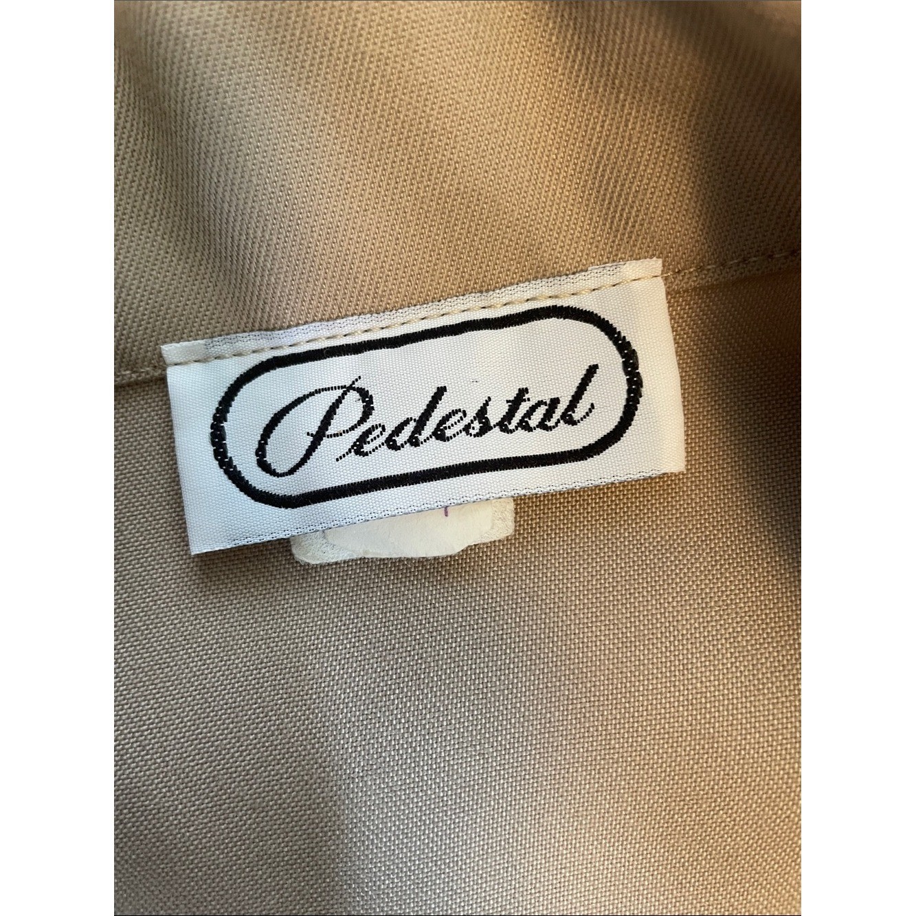 Vtg Pedestal Trench Wrap Dress ✨ Neutral 80s Secretary Office Siren Midi Size 8