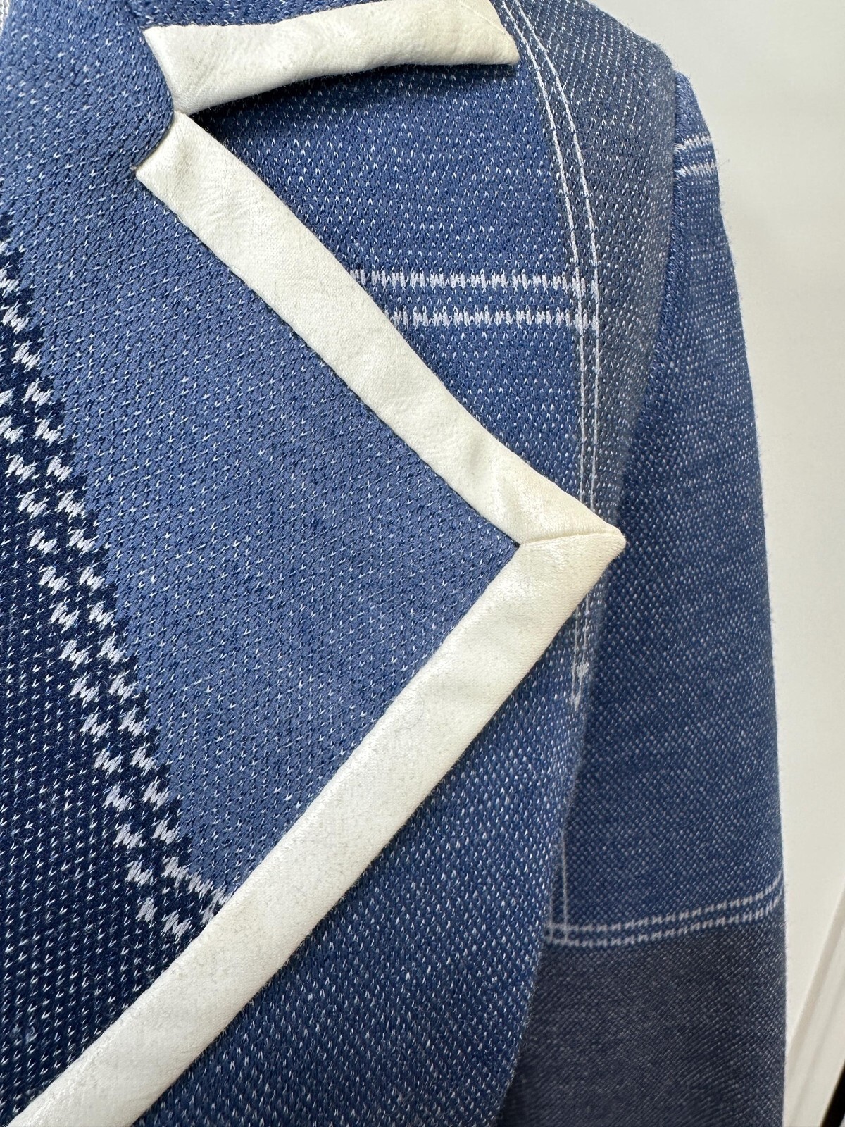 1970s faux denim patchwork dress and blazer by The Kollection Size M