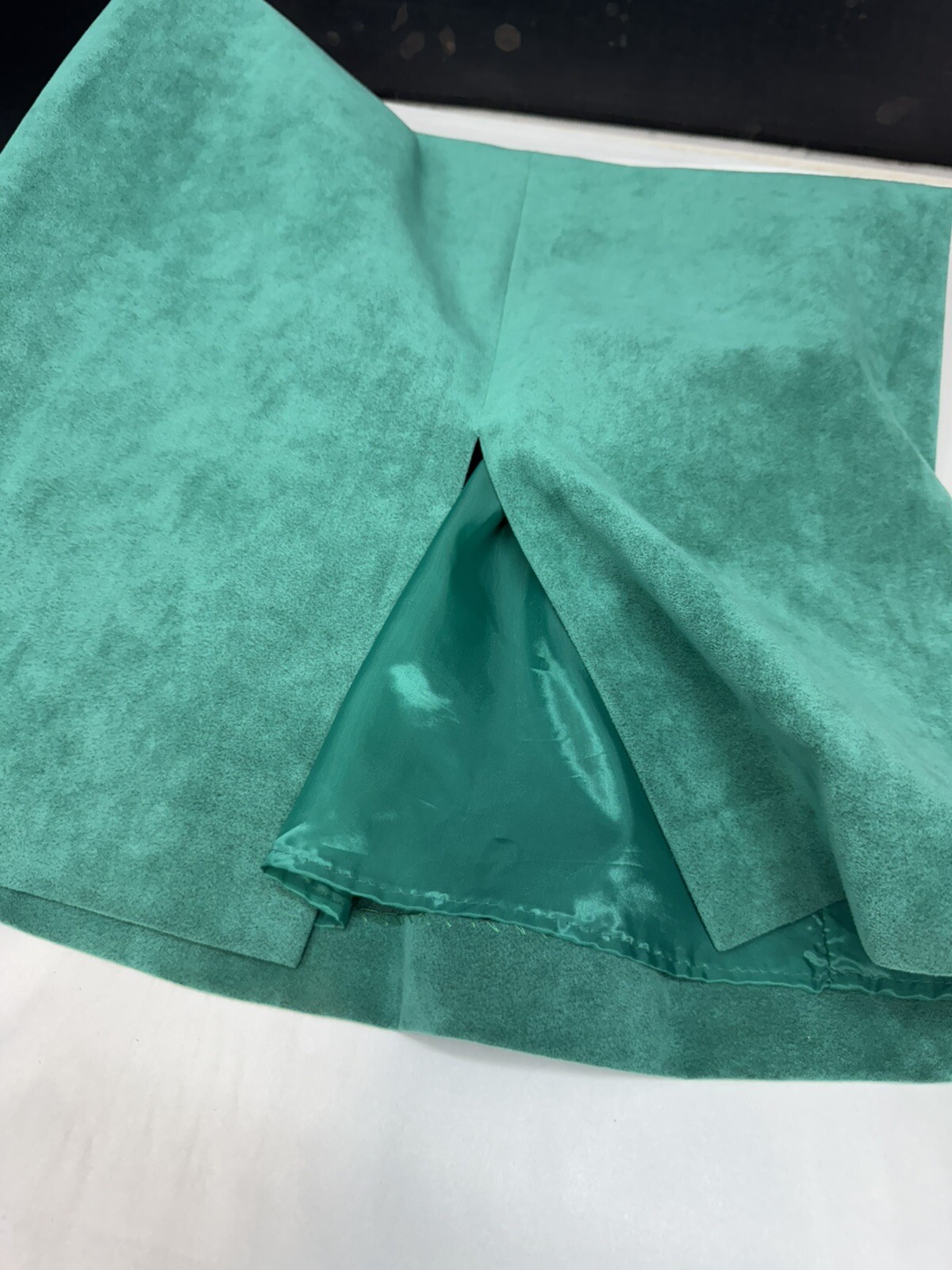 Vintage Ultrasuede Adolf Schulman Lilly Ann Green Soft Pencil Skirt Size 4