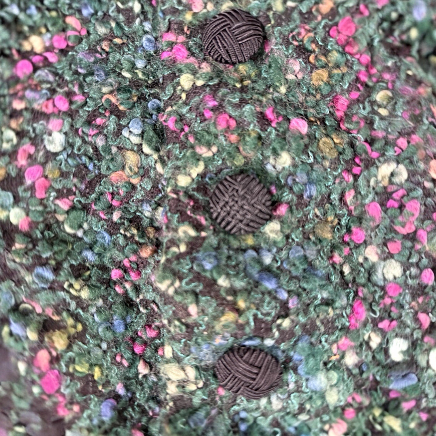 Vtg Ermilio Blazer tweed green pink 38″ bust classic funky EUC