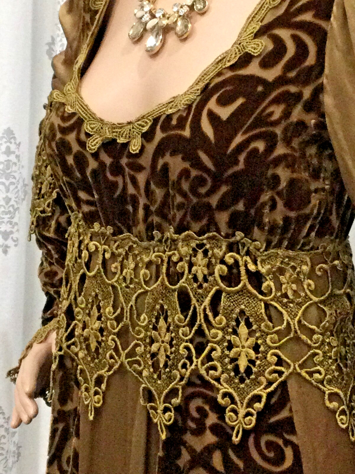 Vintage Green Belindas Designs Couture Dress Whimsigoth Empire Renaissance Fairy