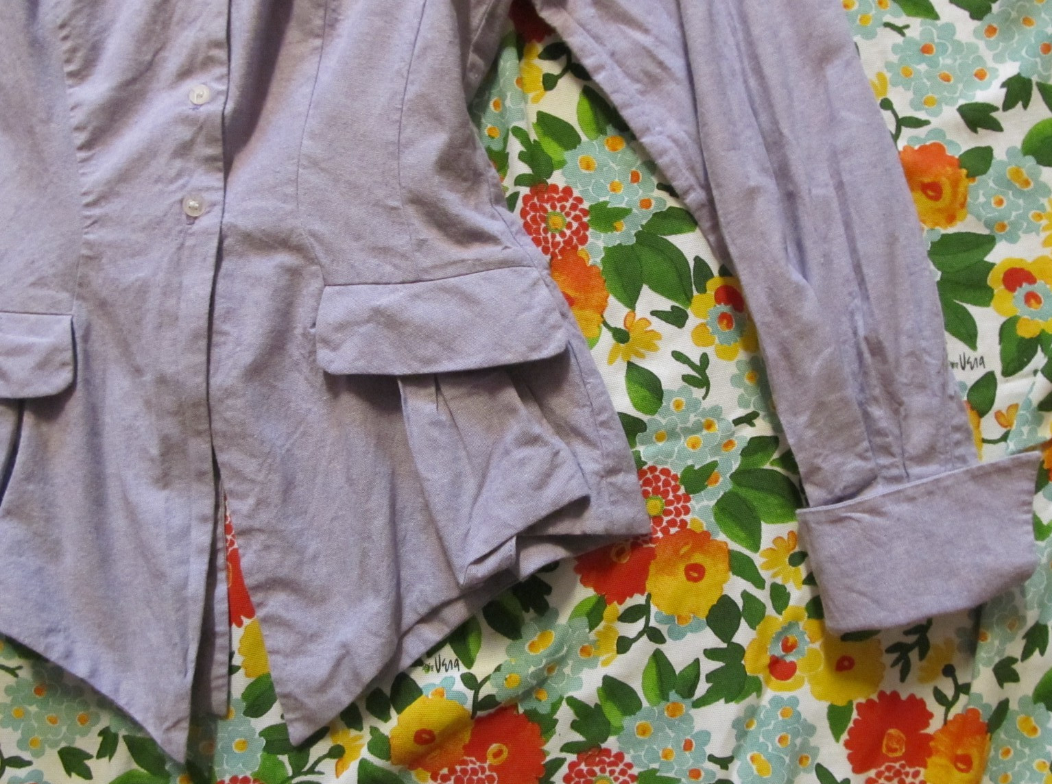 Vintage Byron Lars Shirt Tales lavender linen/cotton chambray jacket sz 4