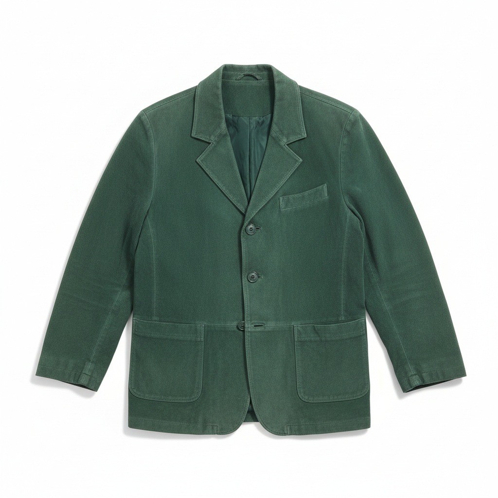 Margaret Godfrey Green Suede Leather Blazer, Vintage 6P Jacket, Notched Lapel