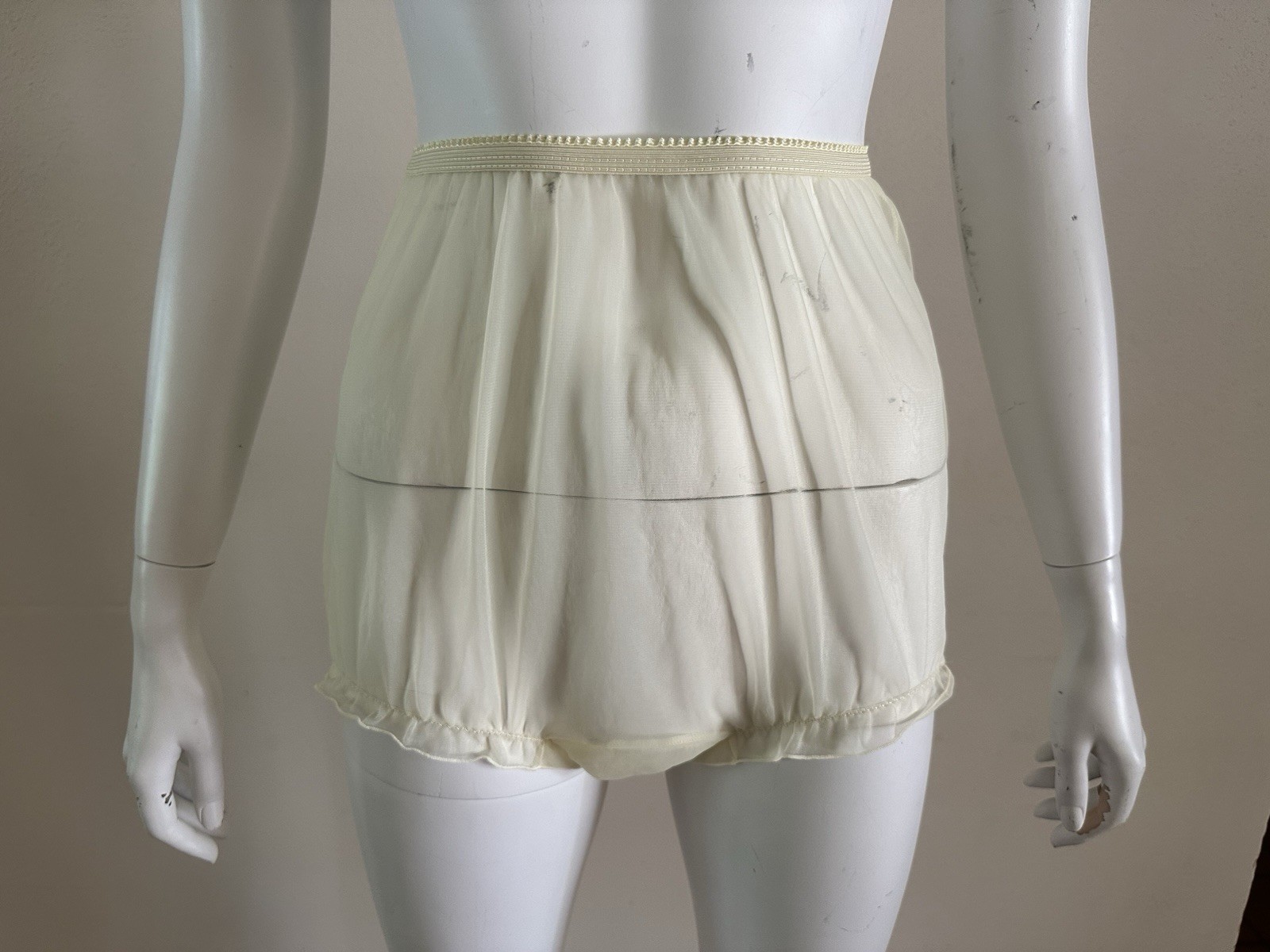 1960s Babydoll Set Evette Runproof Sheer Mushroom Gusset Panty 2 Tone Ruffle VTG