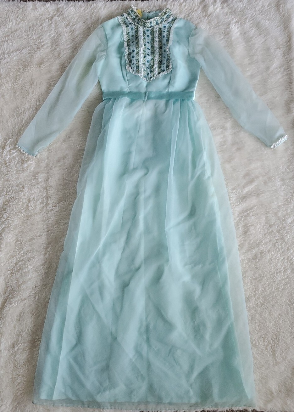 Vintage Dress 60’s Long Formal Wear Theatre Costume Mint Green Size Small 🇺🇸