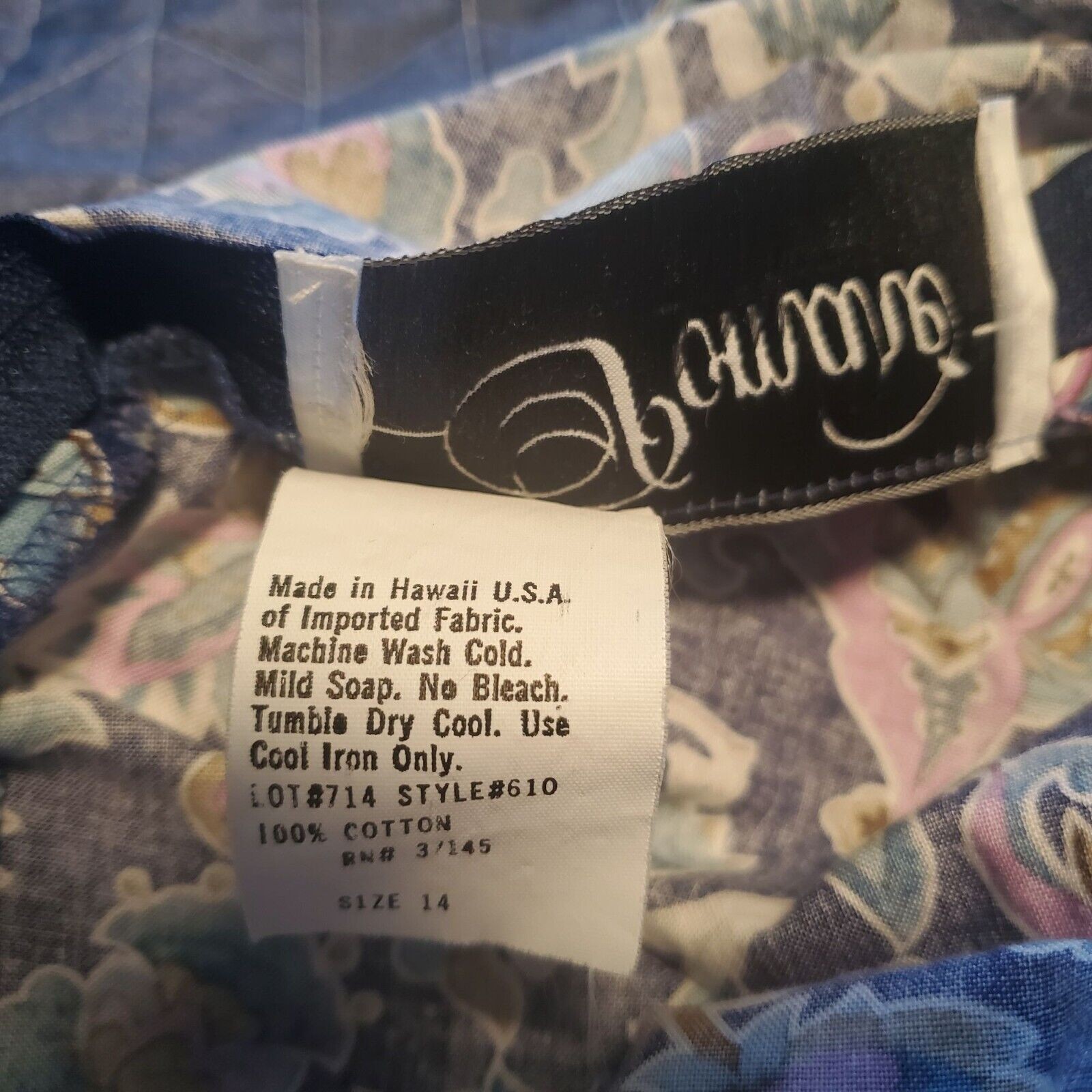 Vintage POMARE Hawaiian Floral Cotton Dress Tag 14 (fits 10) Boho Prairie USA