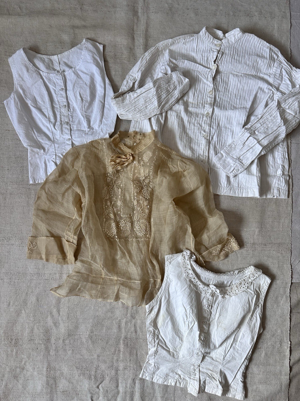 Antique 1900s French Blouse Cotton Top Corset Cover Resale Lot Womens XS S M