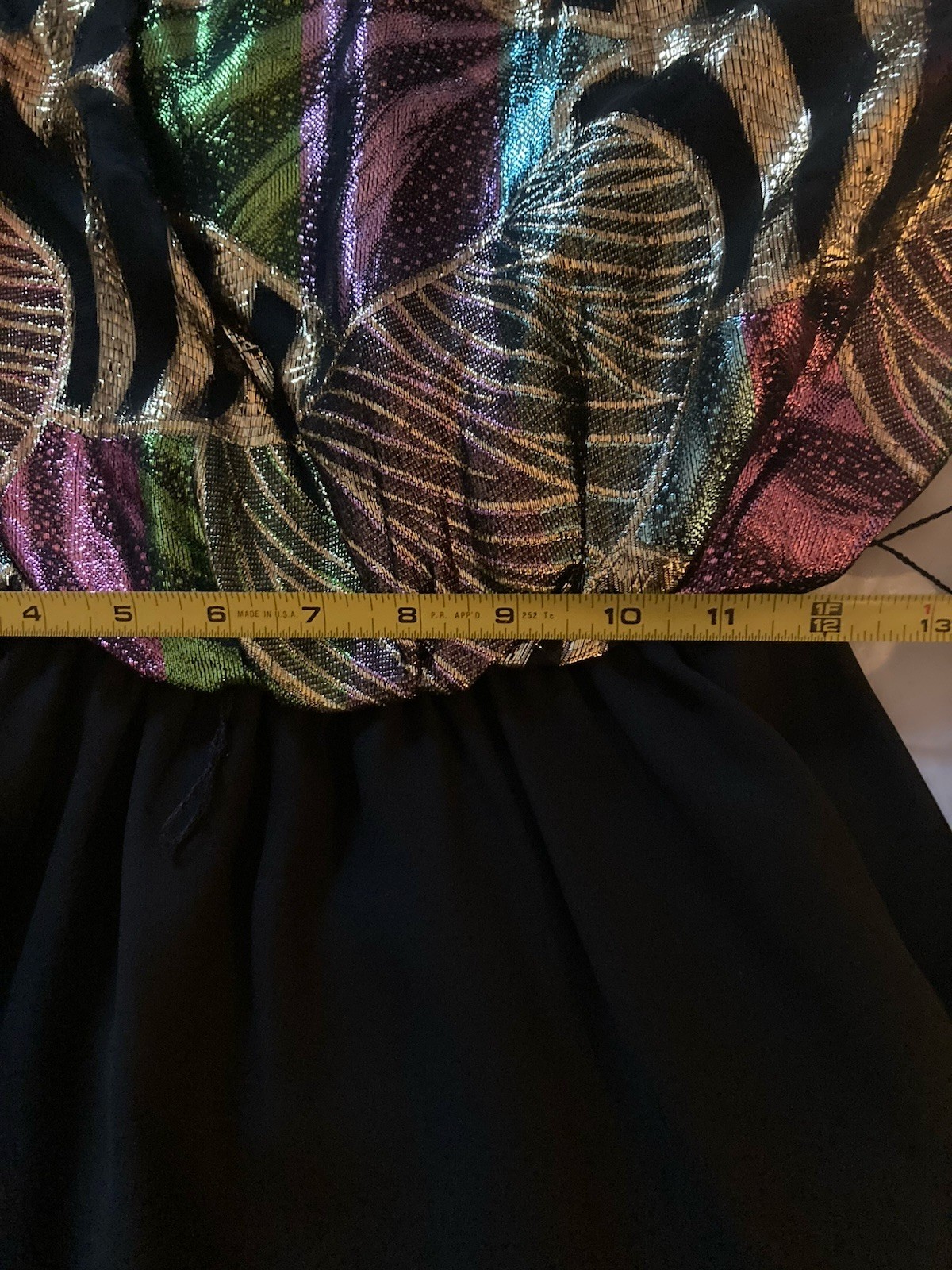 Vintage 80s Disco Glam Black Sheer Rayon Metallic Cocktail Party 11/12