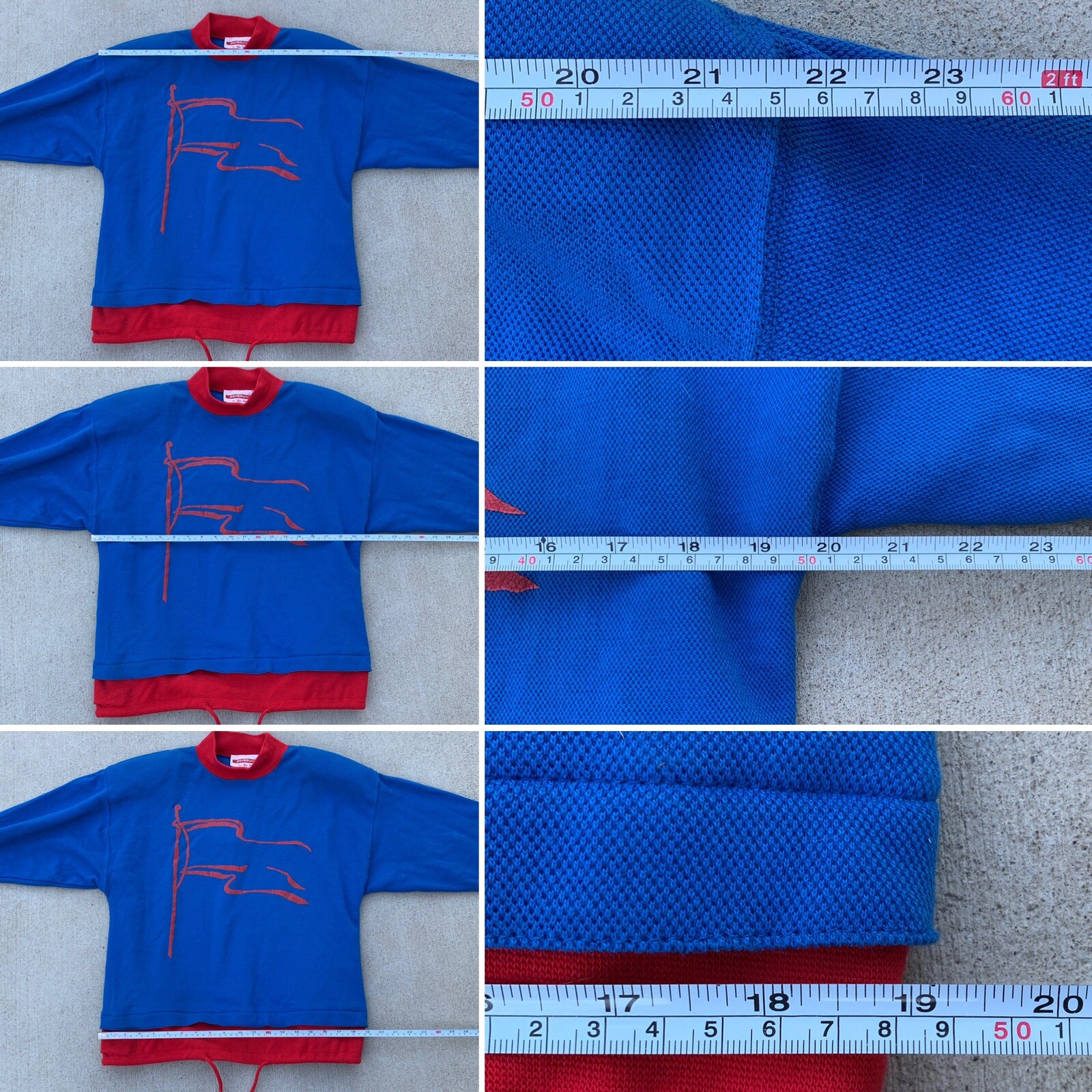 Vintage Parcours by Tan Jay Flag Graphic Sweatshirt Top 80s 1980s Original Tags
