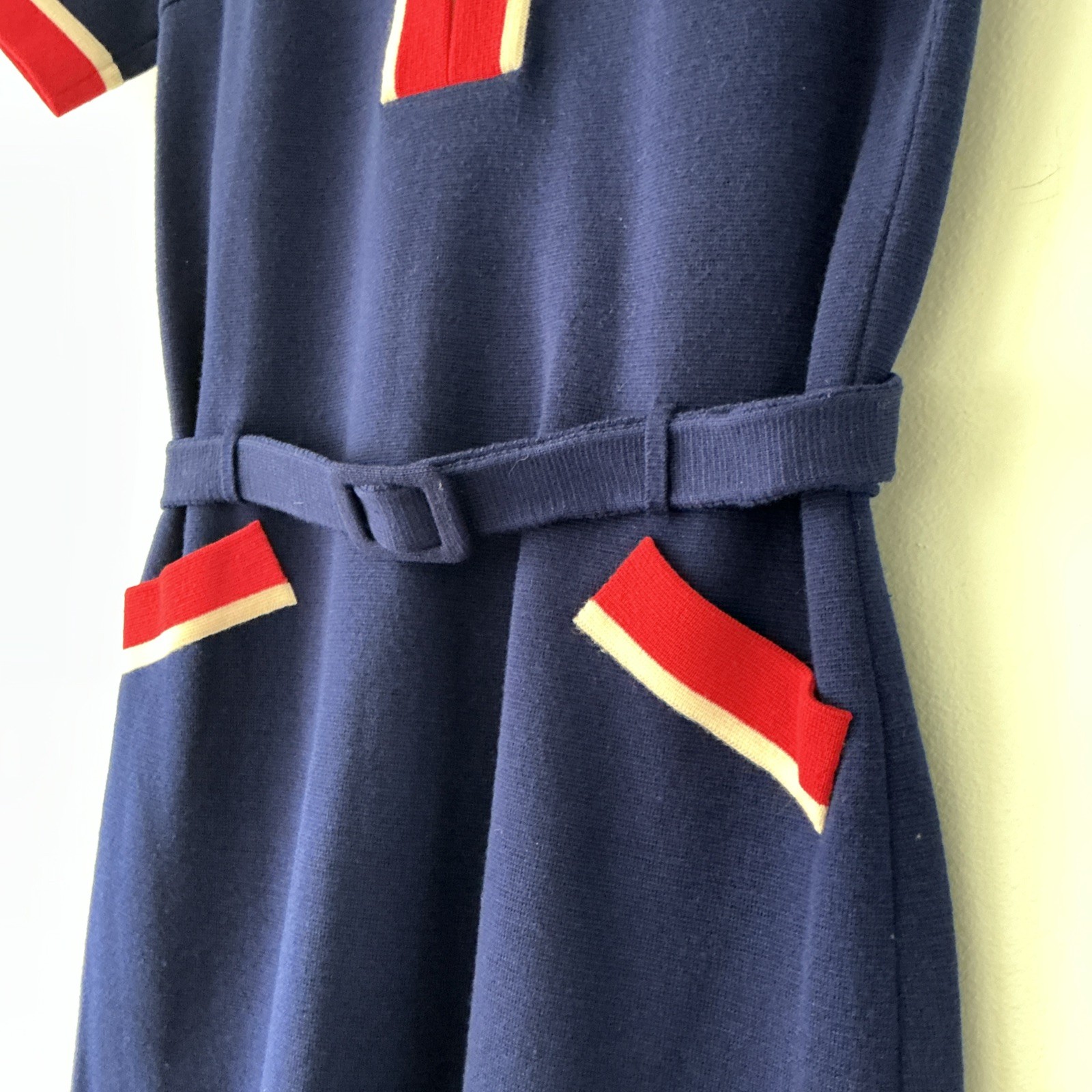 1968 Vintage Samuel Winston Mod Wool Knit Dress Italian Boutique Classic Couture