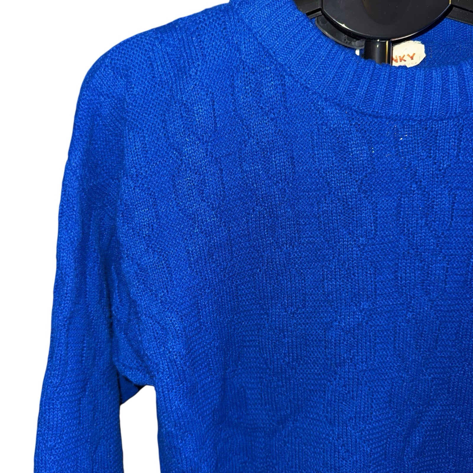 Vintage 90s Women’s Sweater Spunky Size Large Bright Blue Pattern USA Made