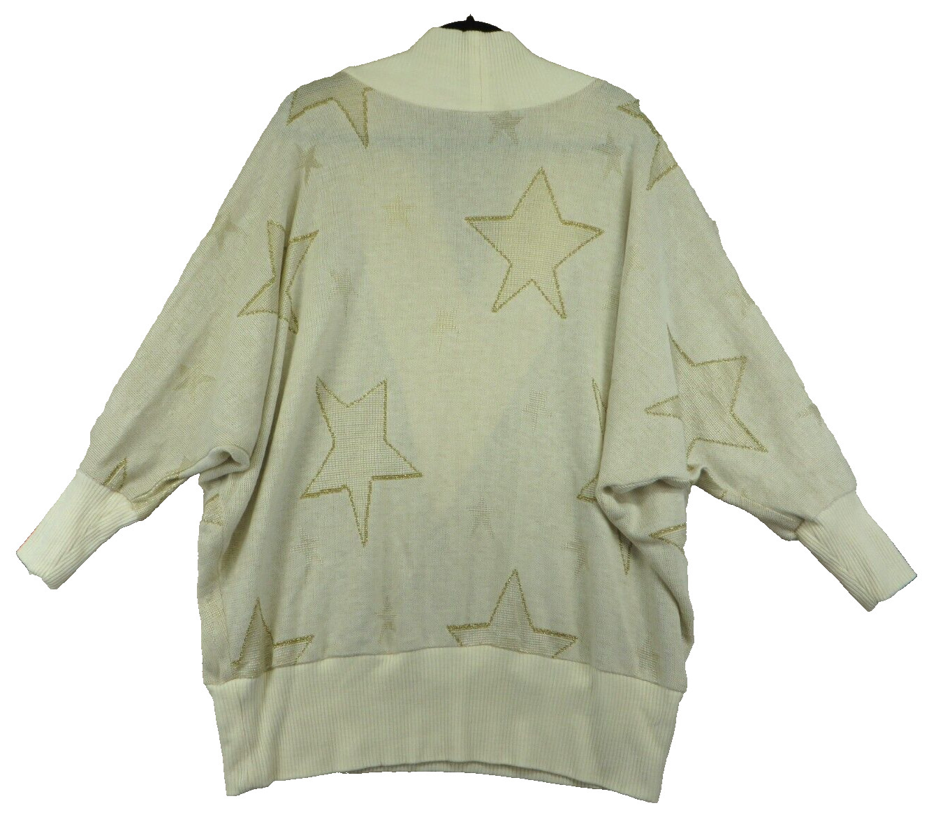 Vintage Kelli Kaye 80’s Women’s Ivory Gold Star Batwing Sweater Size 16