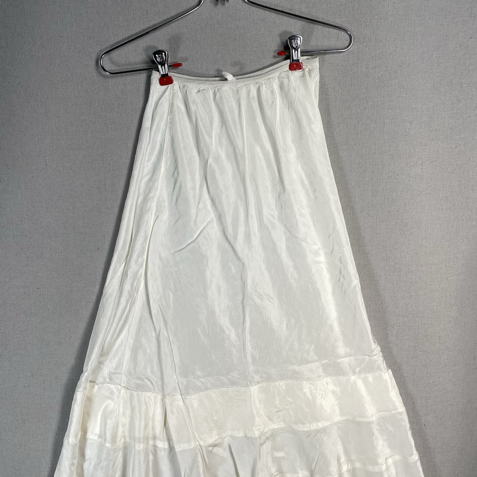 VINTAGE 40s Tiered Petticoat Womens Size Small XS Rayon White