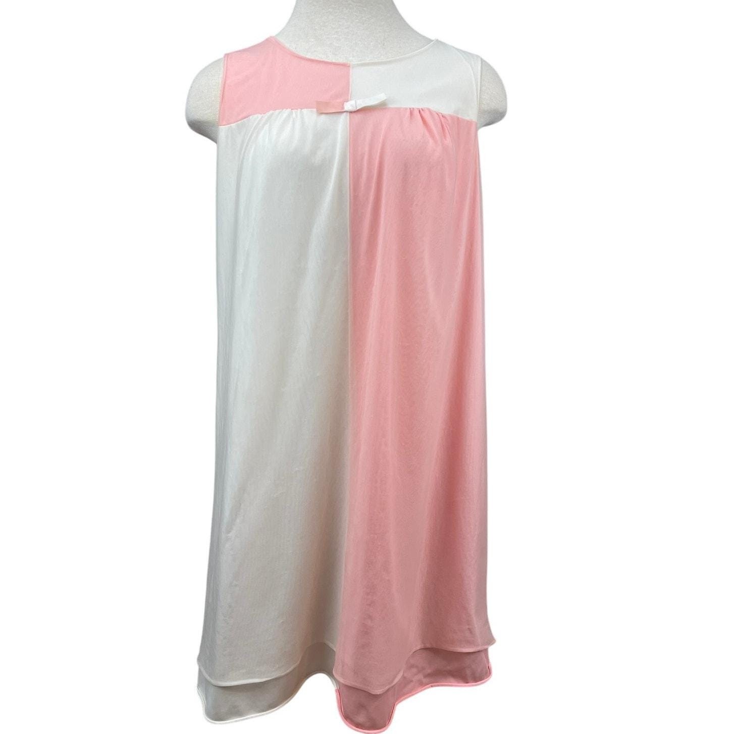 Vintage Womens (M) 60s Chiffon Overlay Mini Nightgown Nylon Mod SEAMPRUFE USA