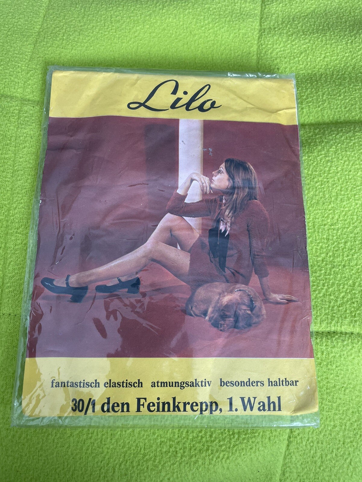 1 Pair Vintage German Lilo Mesh 7-7 1/2 Suntan garter stockings