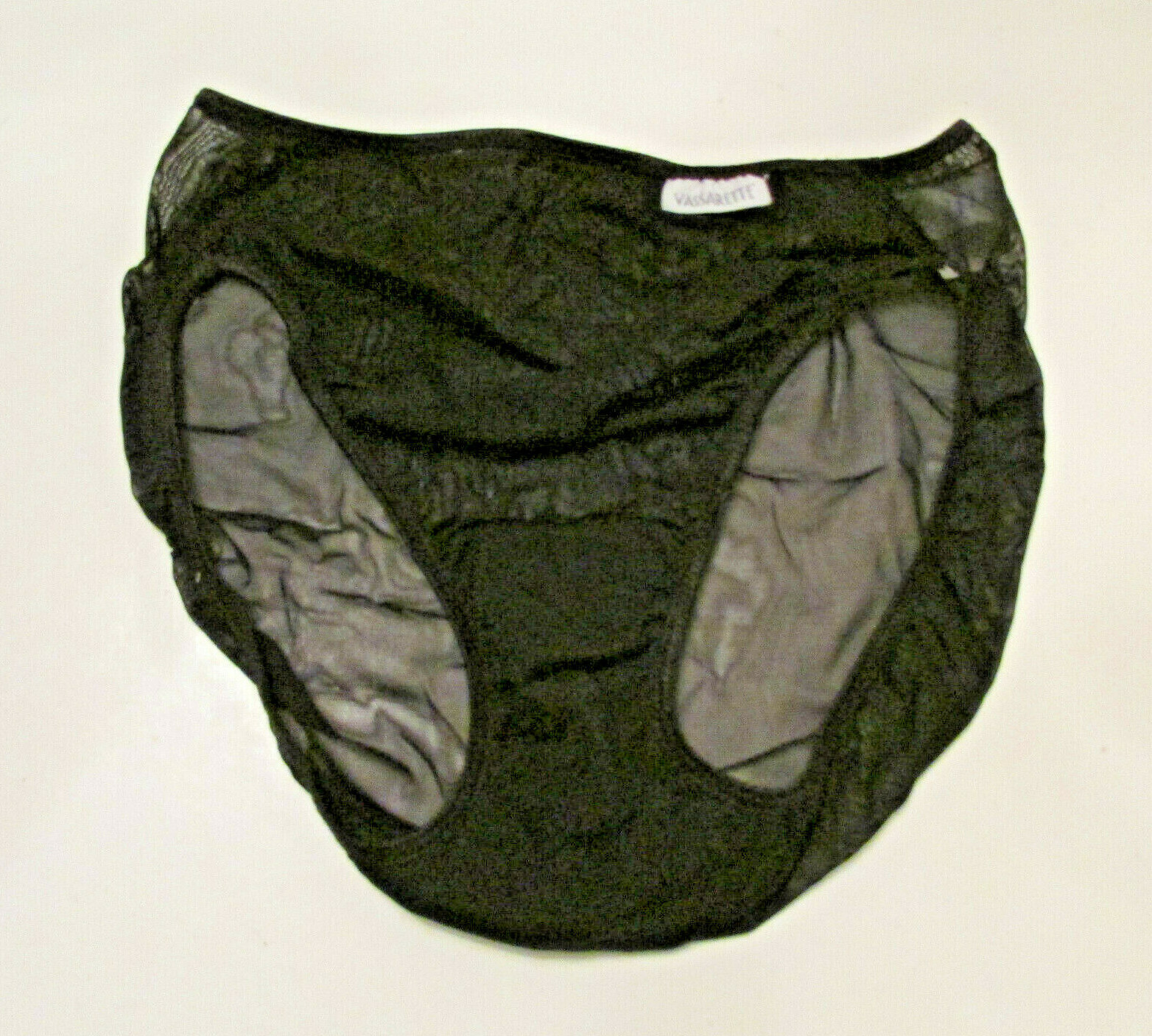 90s Vassarette 14-125 Sheer Nylon Black Mesh Hipster Bikini Panties 6/42 Panty