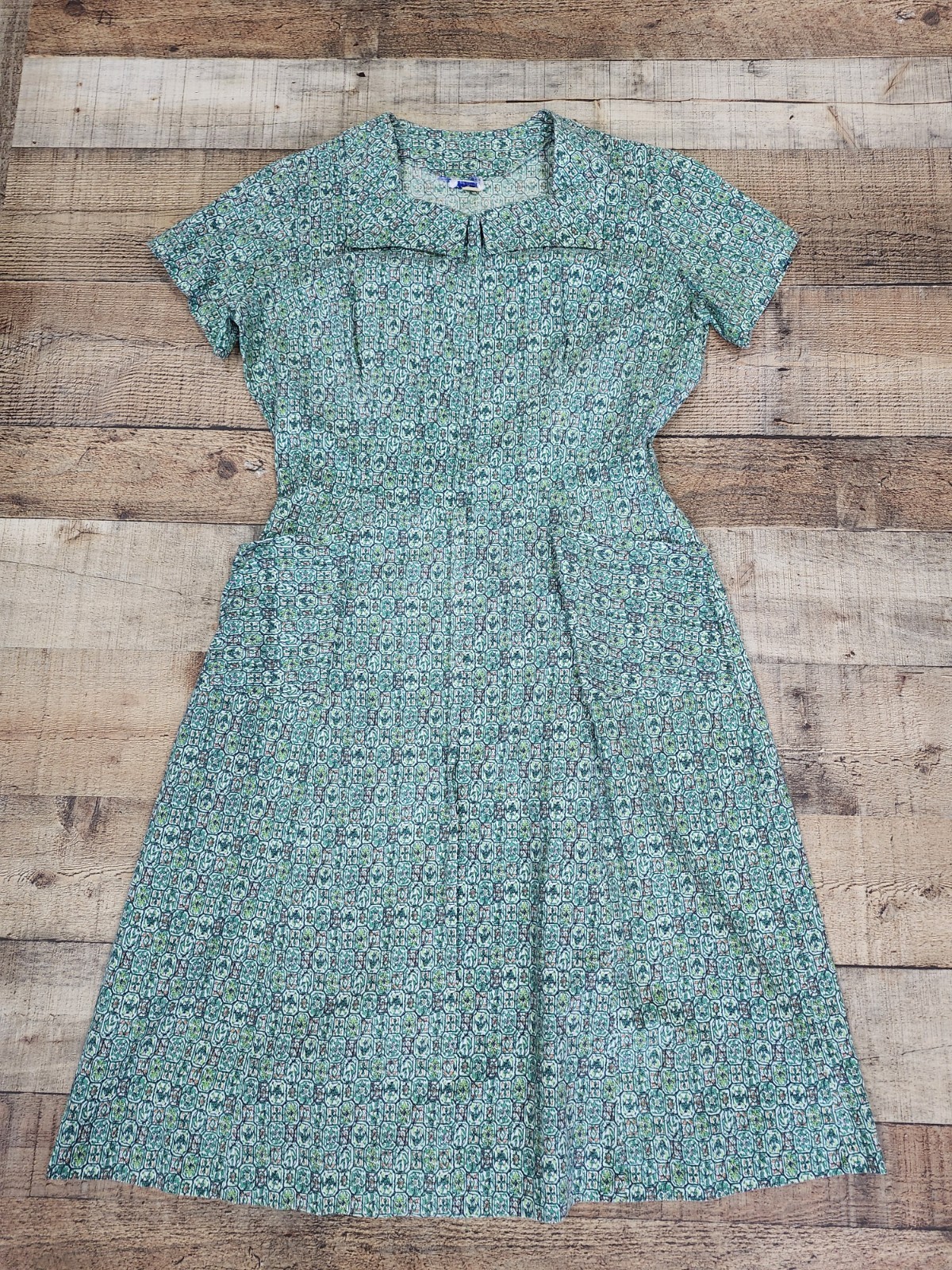 Vtg 50s Florence Mid Century Floral Dress Sz 18 Excellent Condition W Pockets