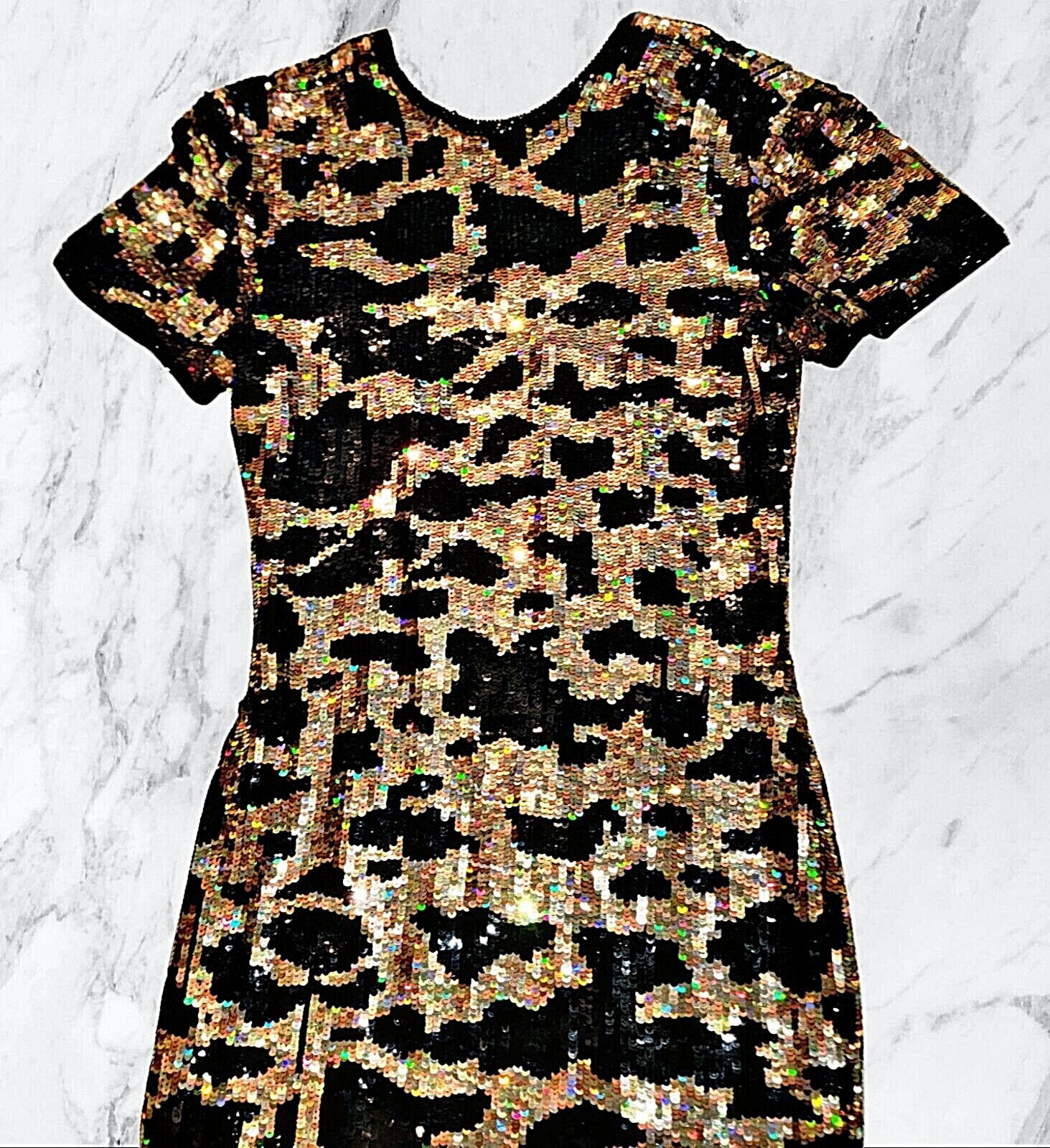 Y2K Dress Womens (Size P) Naeem Khan Riazze Boutique Holographic Gold Black