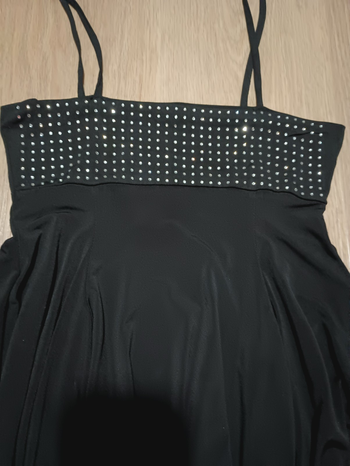 Vintage 90s Asymmetric Circle Hem Sparkly Beaded Empire Babydoll Top dance XS