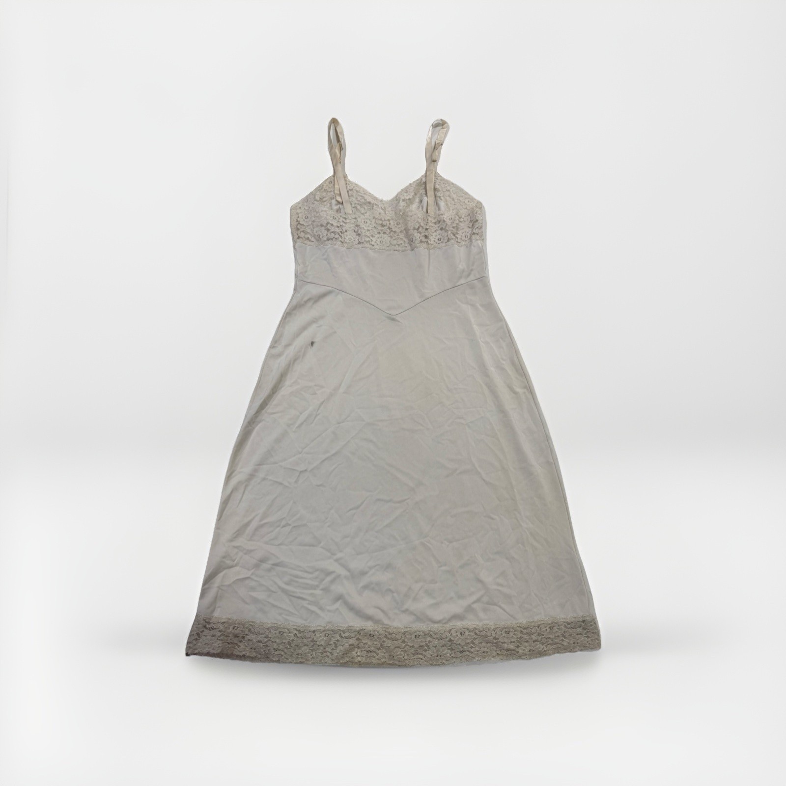 Vintage Shadowline White Lace Slip Dress 32 Short Coquette Adjustable Size XS/S