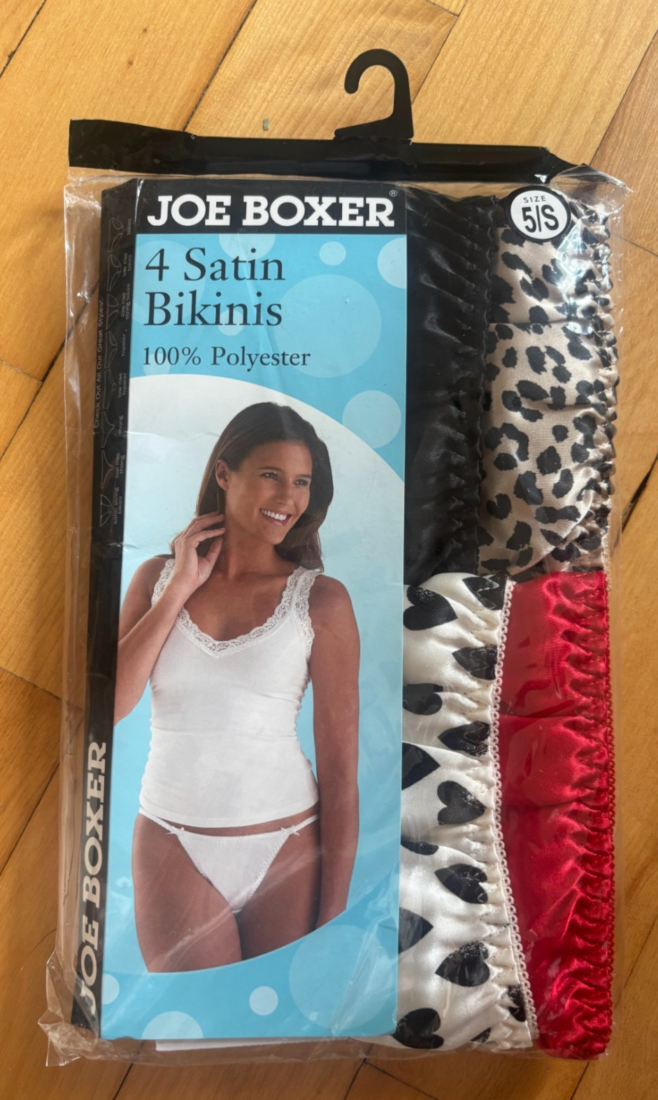 VINTAGE Deadstock JOE BOXER 4-Pack Satin String Bikinis Panties Size 5 Small NIP