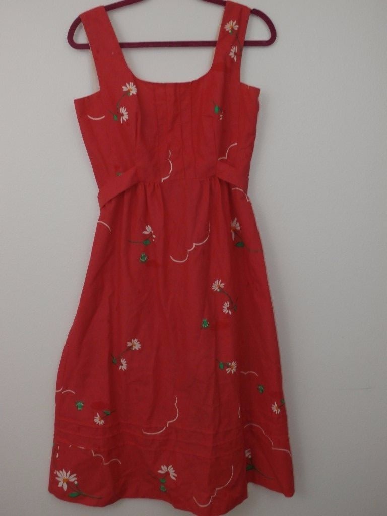 Malia Honolulu Dress Women SZ 12 Vintage Sundress Daisy Rain Cloud 70s 80 Hawaii