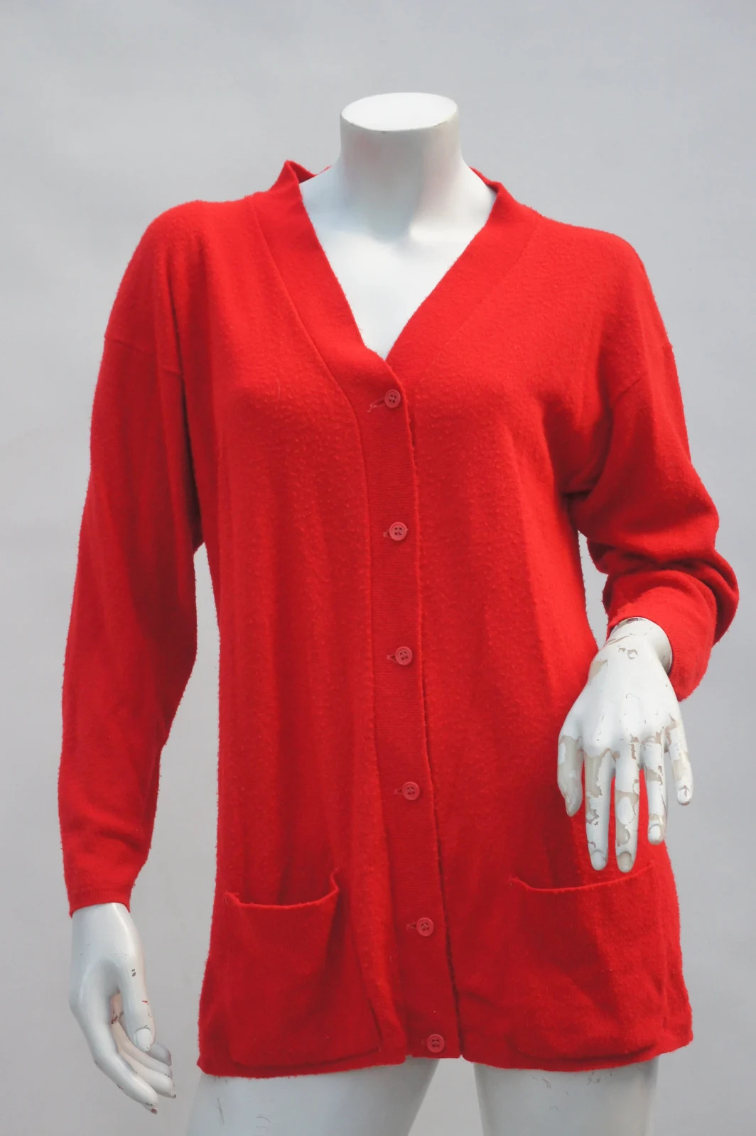 Vintage 70s Women’s Red Cardigan Sweater By Keneth Too Retro Boho
