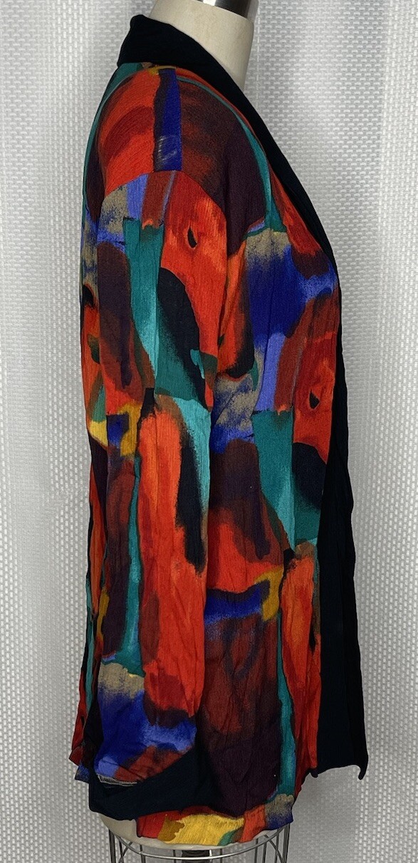 NWT VINTAGE SANTA CRUZ SPORTSWEAR WOMEN’S 1 BUTTON DRAPE TOP SPLATTER MEDIUM M