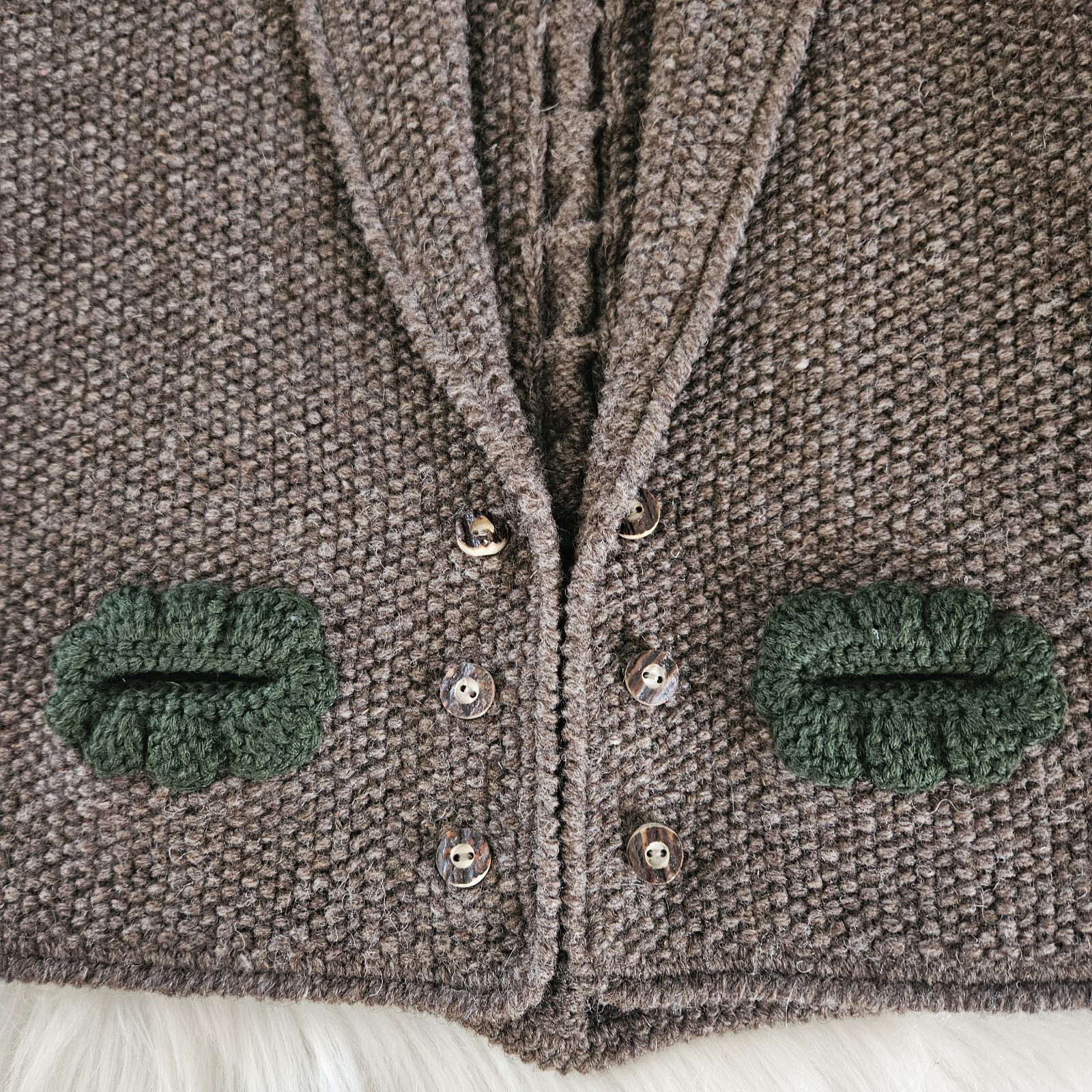 VTG Austria Jacket Octoberfest Cable Knit Hand Stitch Wool Crop Vienna US-M 70s