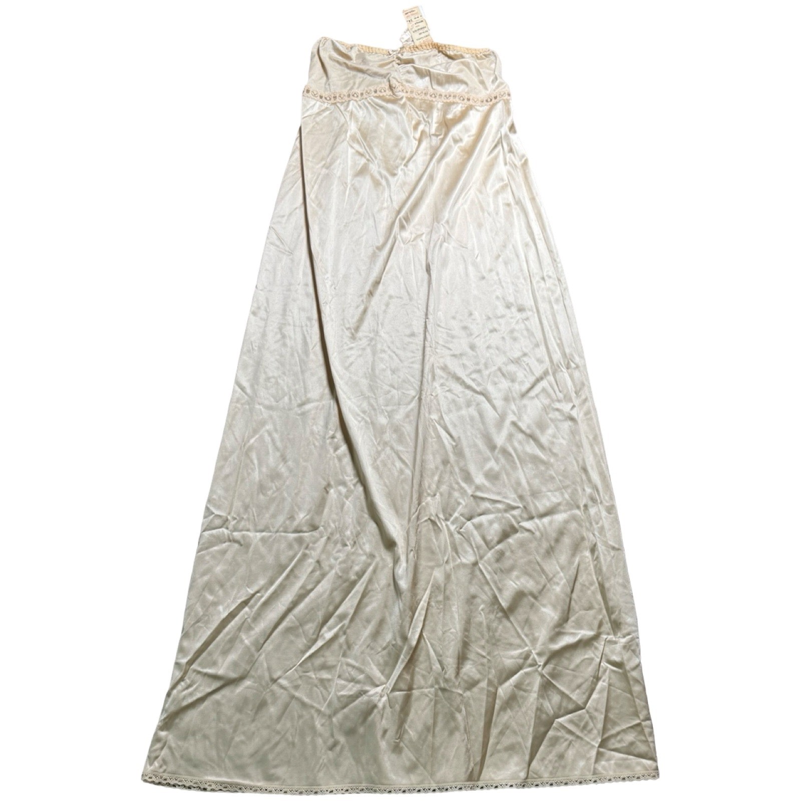 Vanity Fair Maxi Half Slip Womens 34 LL Beige NEW Vintage 80s Lace Trim Long