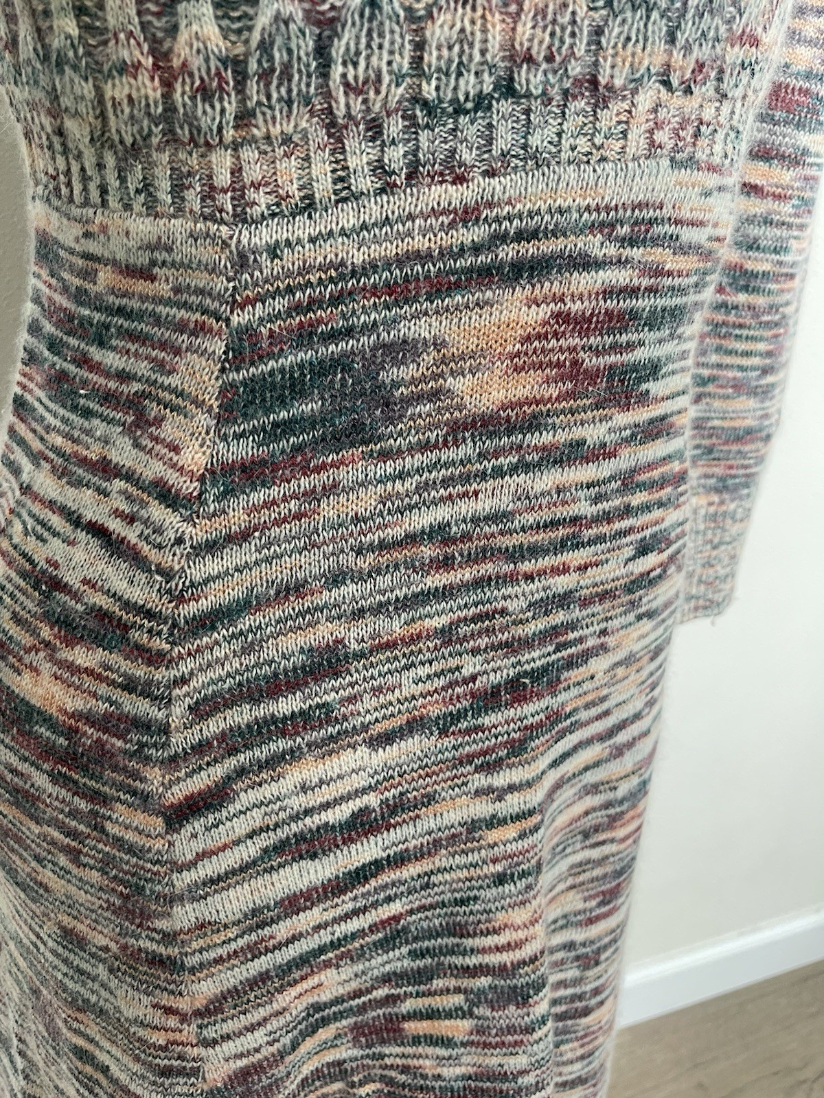 Vintage 70’s Mother Nature Arpeja Multi Color Knit V Neck Sweater Dress