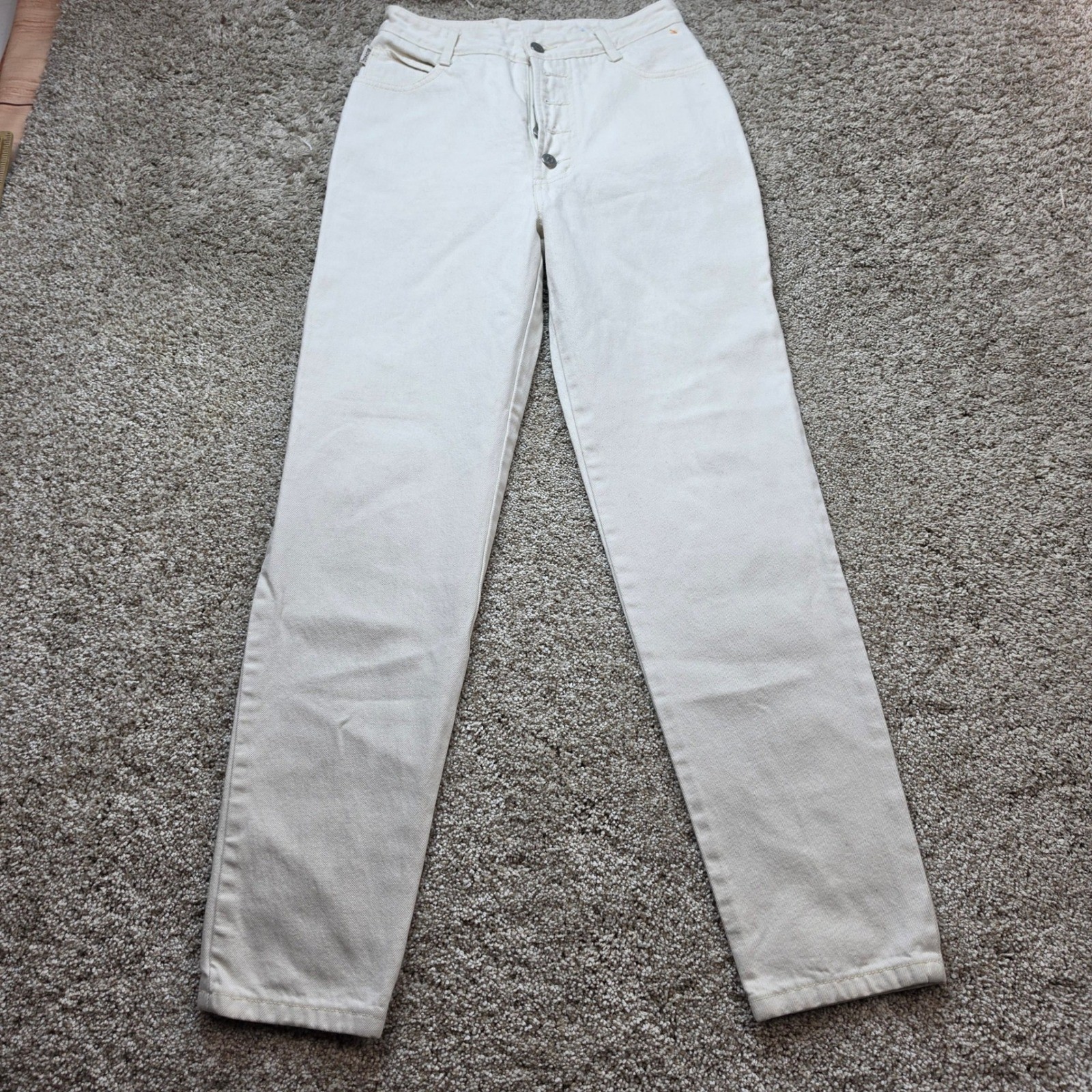 VINTAGE Bongo High Waisted Button Fly Jeans Women 9 Cream 90s Made in USA Casual
