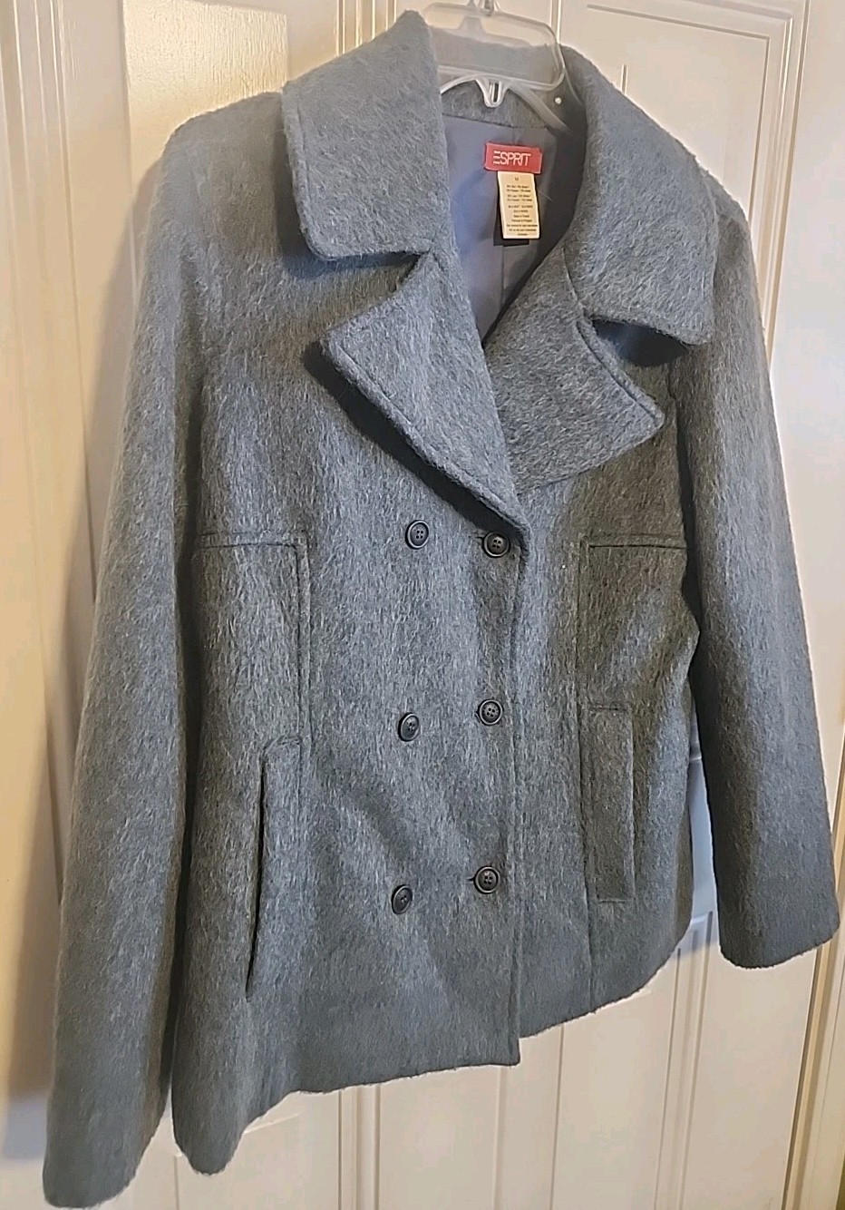 Esprit Womens Jacket Lined Blue M 55% Wool, 15% Mohair, 15% Alpaca, Poly Pockets