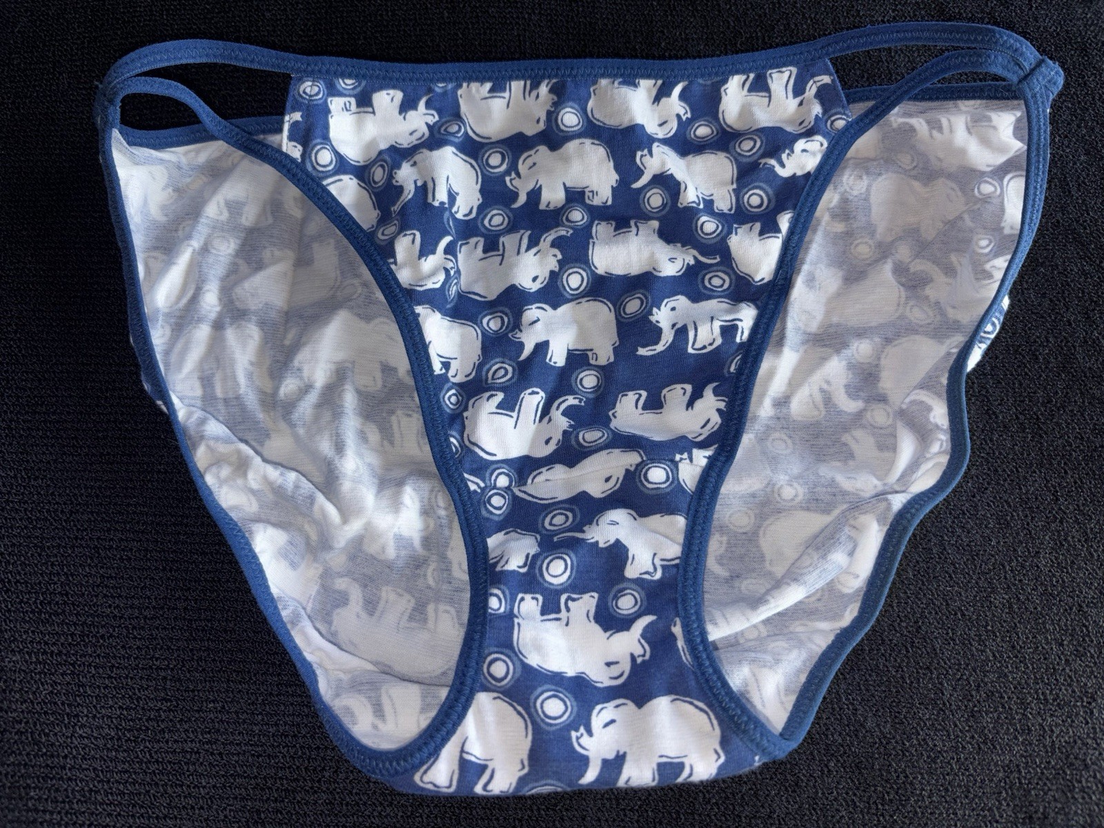 Lily Of France Y2K Vtg Cotton Elephant L Panty Double String Bikini Underwear