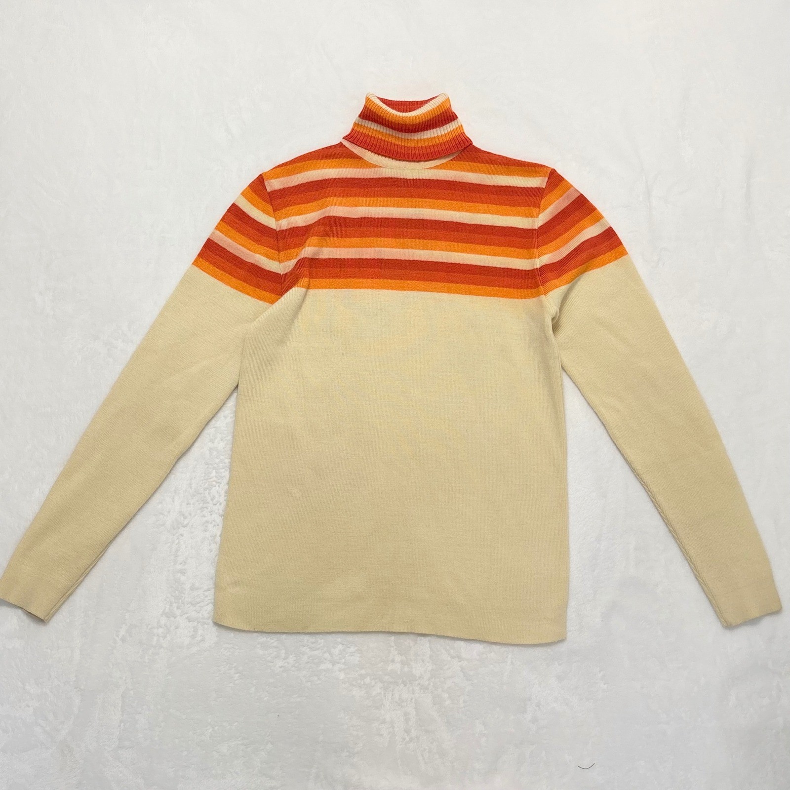 70s Retro Aspen Skiwear Striped Mock Neck Sweater Vintage Apres Ski Knit