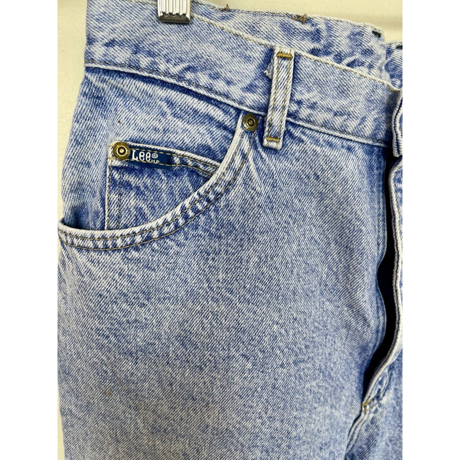 Vintage Lee High Waisted Mom Jeans Light Wash Acid Tapered Leg USA Made 12 Long