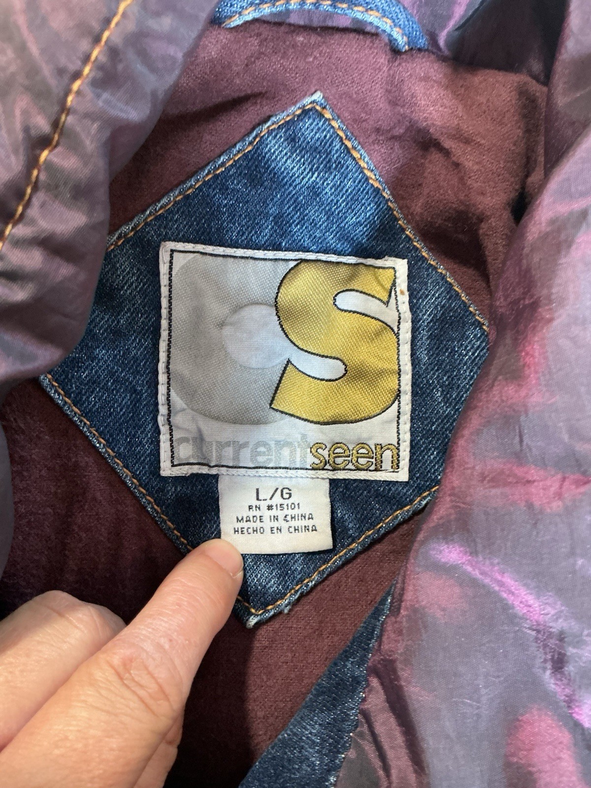 Vintage Rare 80s Western Cotton Current Seen Denim Tapestry Jacket Large