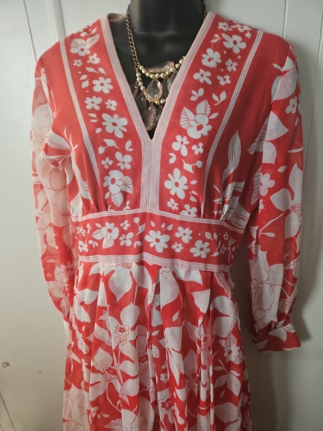 Avalon Classics Vintage Red And White 1960s Maxi Dress Size 10