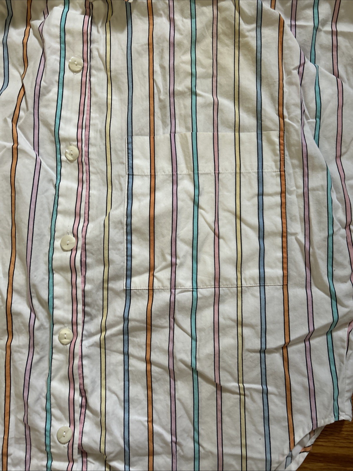 Vintage Averroe Medium Women’s Shirt 100% Cotton Striped Pastels 80’s Candy Vibe