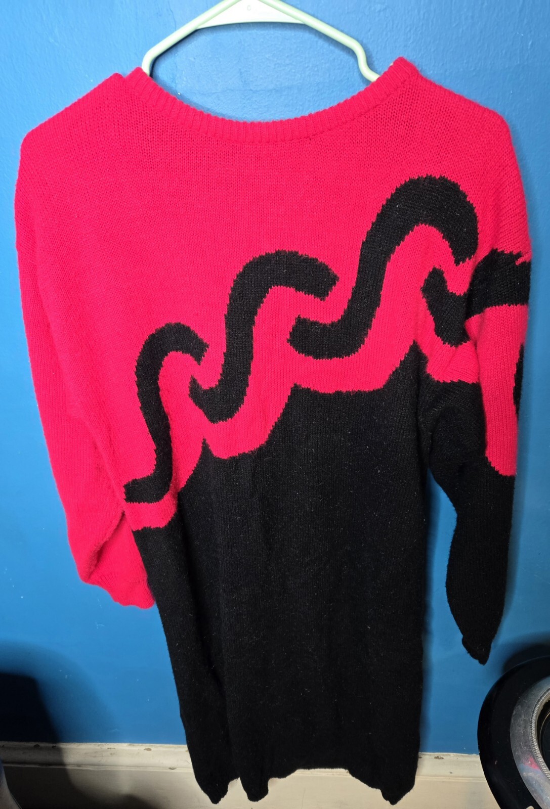 Vintage 80s Totally Rad Punctuation Wool Sweater Dress Shoulderpads Medium